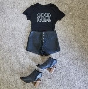 Kendall & Kylie High Rise Leather Shorts